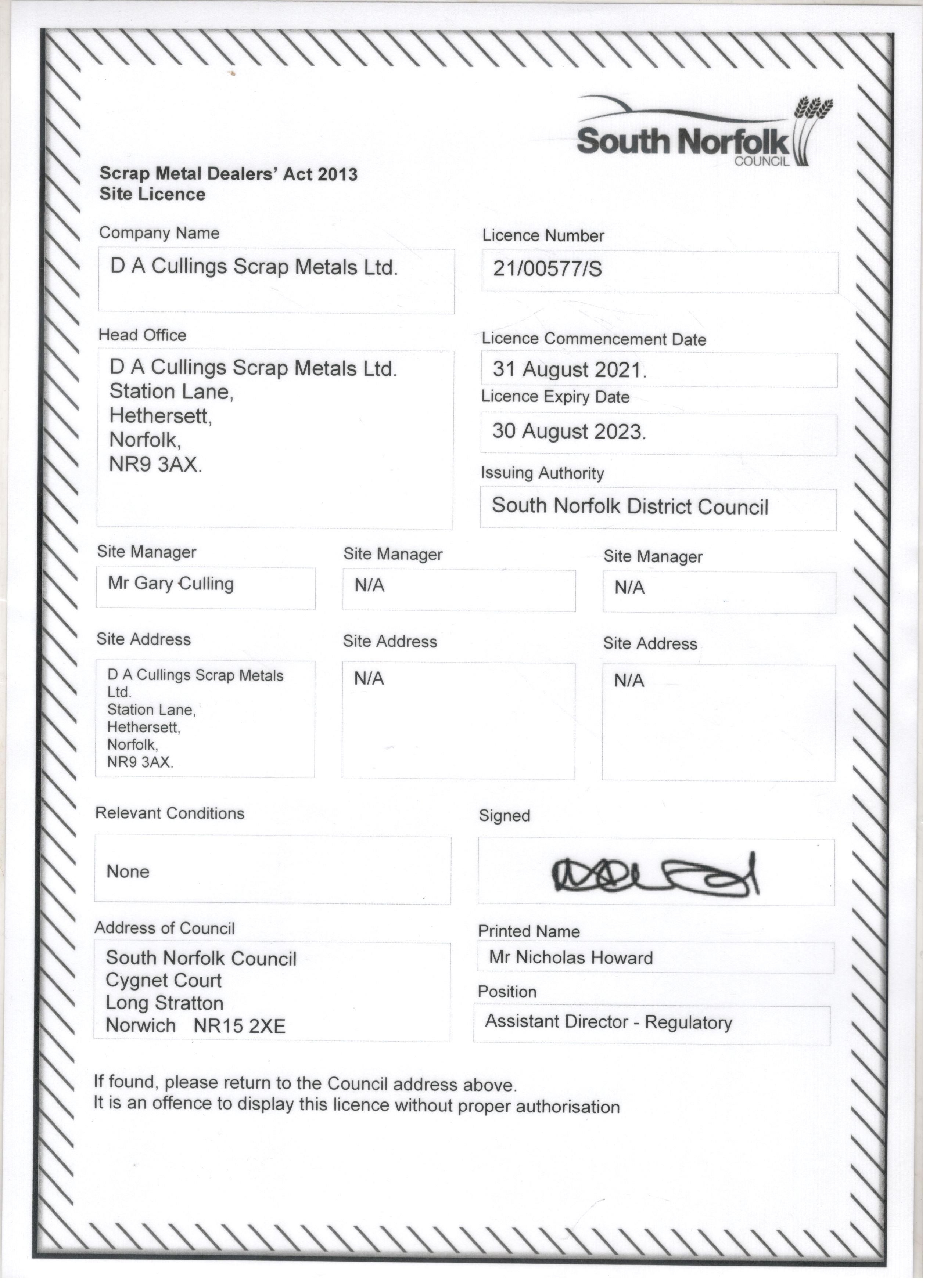 Scrap metal collection in Norwich Culling Scrap Metals